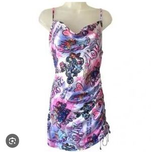 Dolls Kill Y2K Bratz Doll Pink Sexy Slinky Mini Graphic Dress M